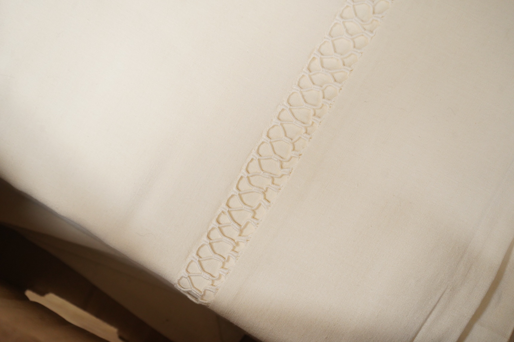 Five French provincial coarse linen drawn thread and monogrammed French top sheets